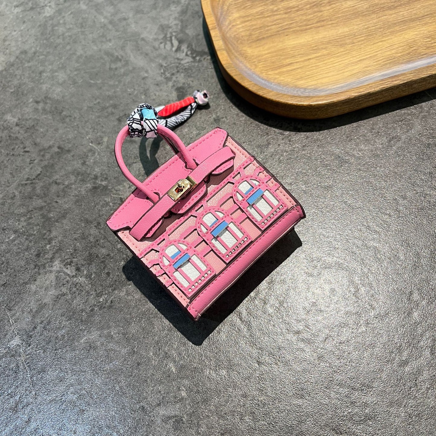 Luxury Mini Handbag Collection -Mini House Shape Small Handbag Keychain With Strap, Multi-Function Pouch For Bluetooth Earphone, Coin, Daily Essentials.